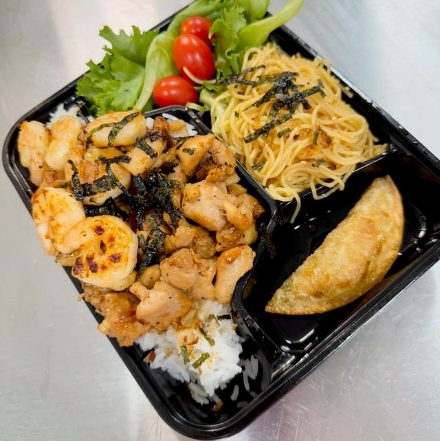Chicken And Shrimp Bento Box.