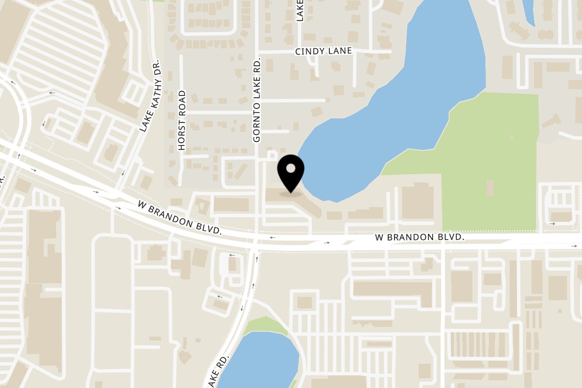 Map showing the location of Kichi Taiyaki - Japanese Desserts on 2020 W Brandon Blvd in Brandon